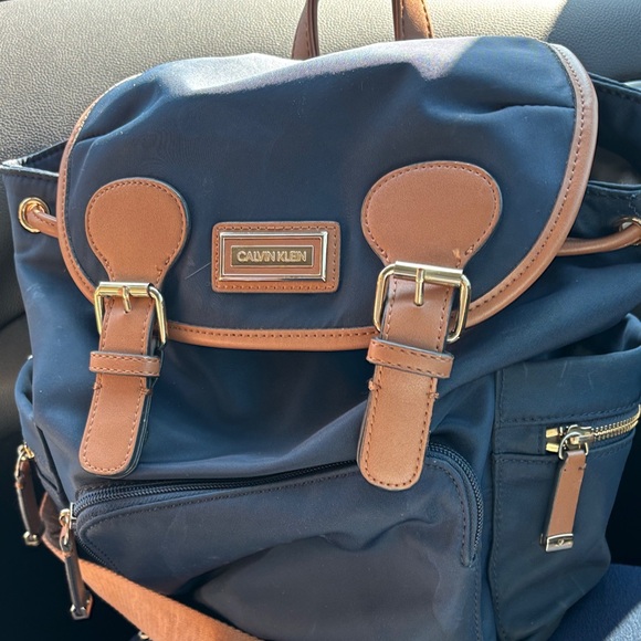 Calvin Klein Dark Blue and Tan Men's Backpack - Picture 1 of 16